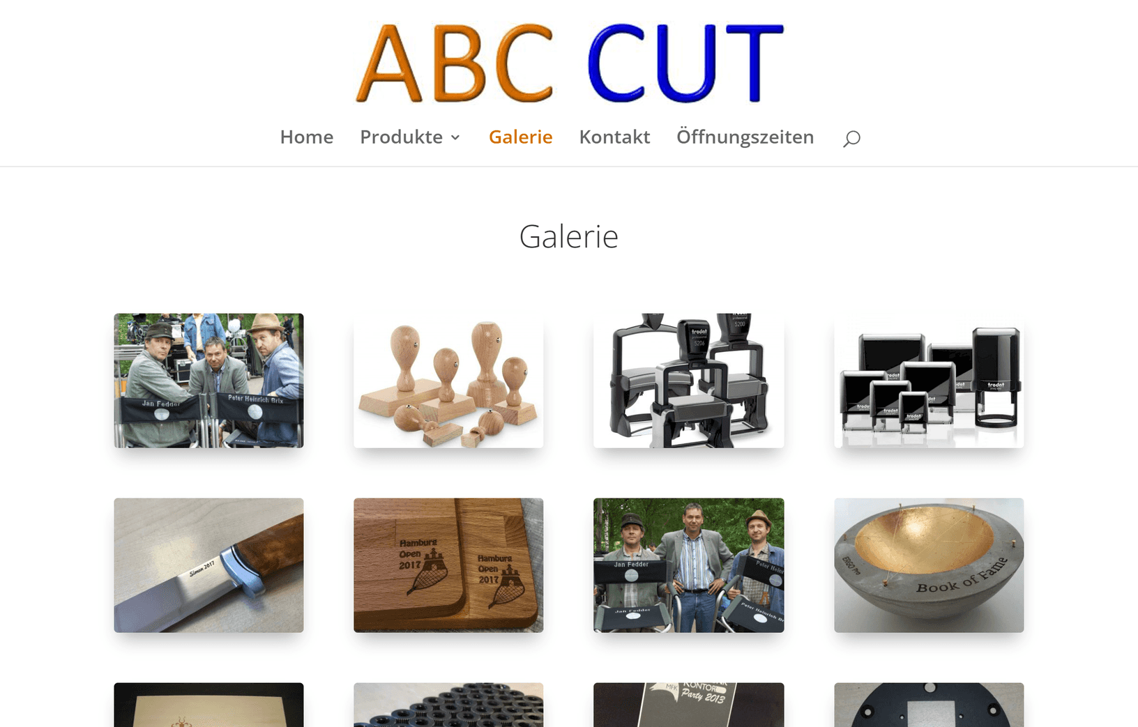 Gallery overview of ABCcut craftwork: stamps, engravings, and letterings