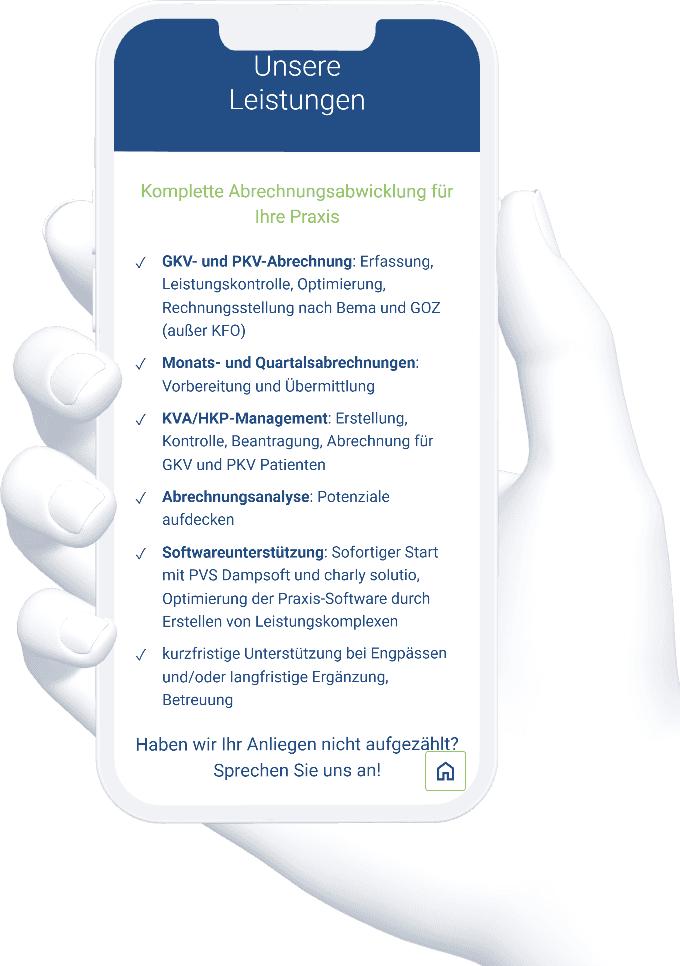 Leistungsübersicht Dentale Fachabrechnung