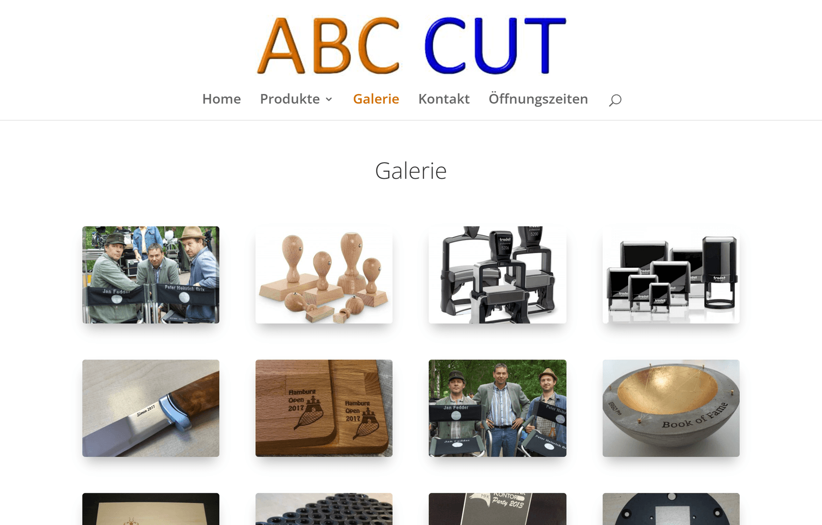Gallery overview of ABCcut craftwork: stamps, engravings, and letterings